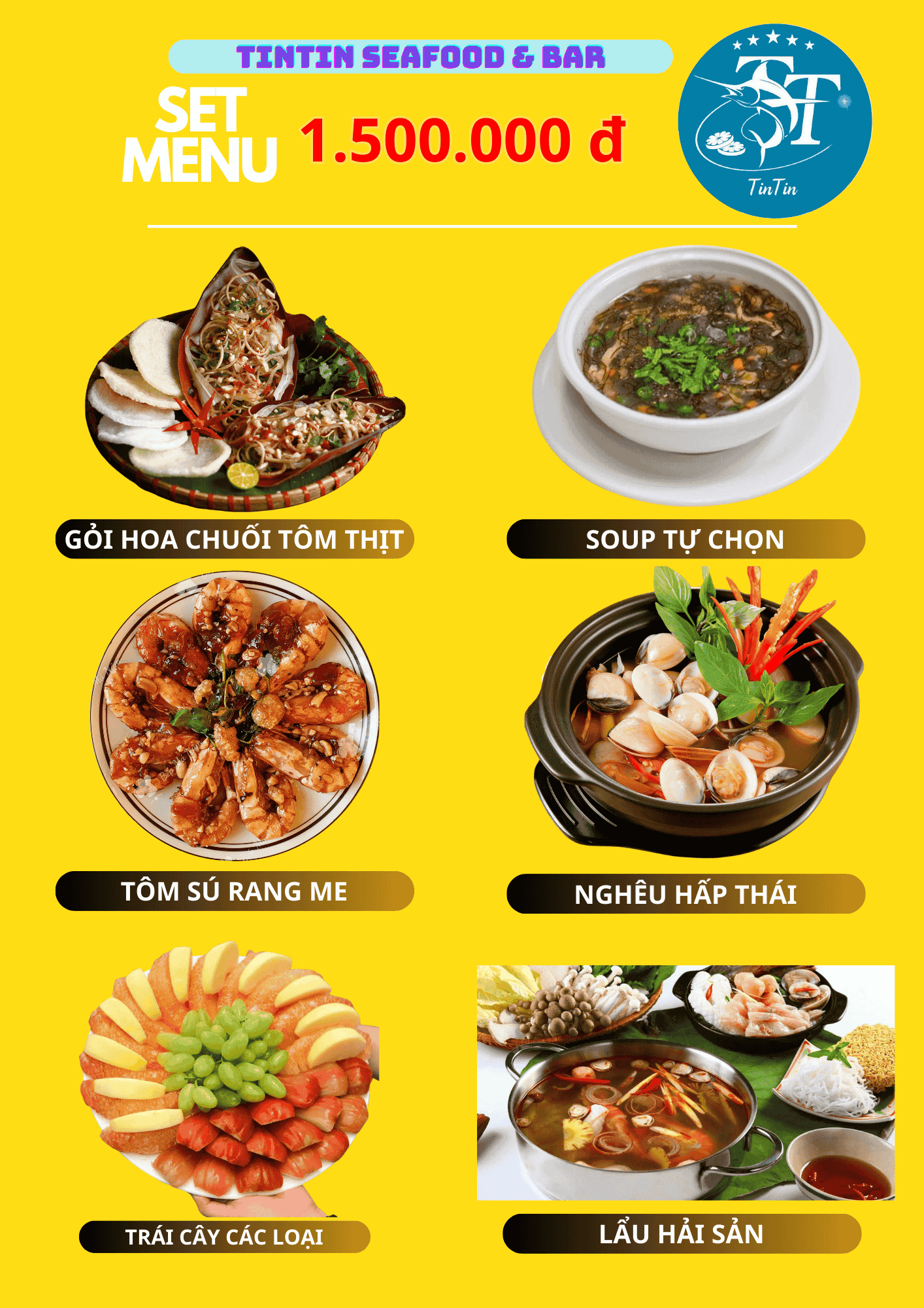 menu tiệc tintin 1tr5