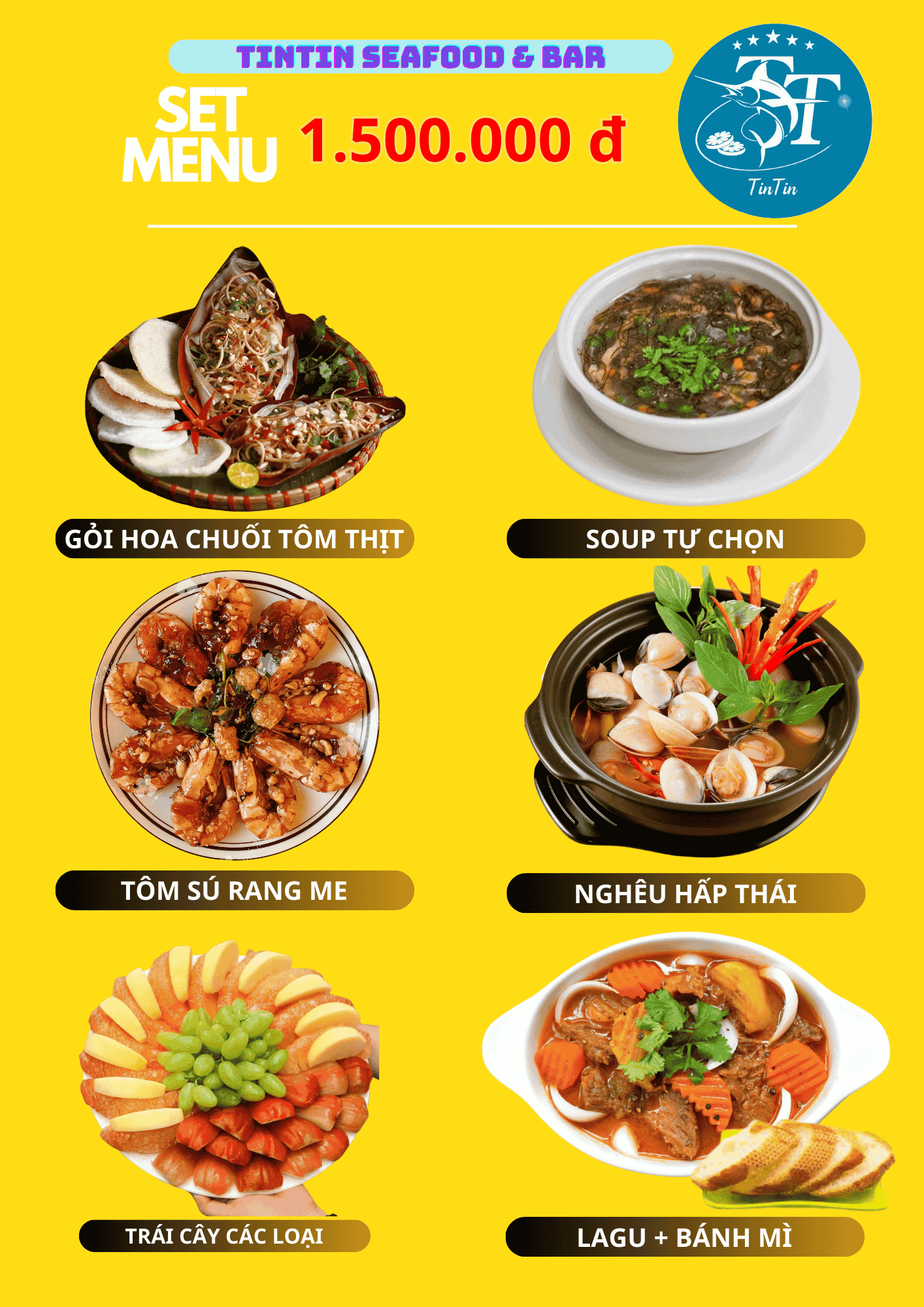 menu tiệc tintin 1tr5